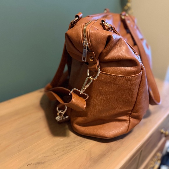 Mominside Convertible Diaper Bag Backpack Brown Vegan Leather Cooler Pockets - Picture 6 of 16